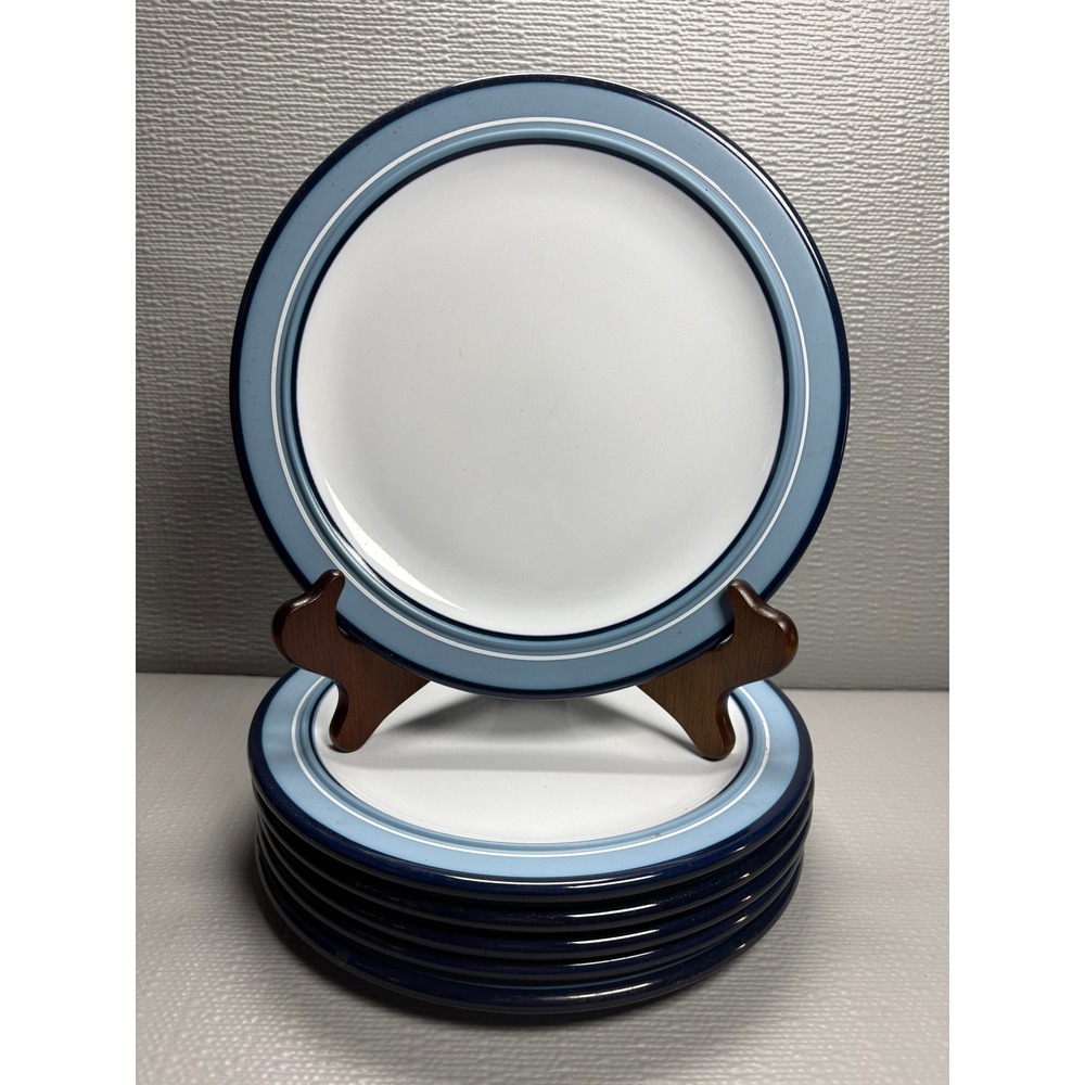 Arita Genesis Blue 4244 Salad Dessert Plates Set of 6 Japan Stoneware‎ 8.25 Inch